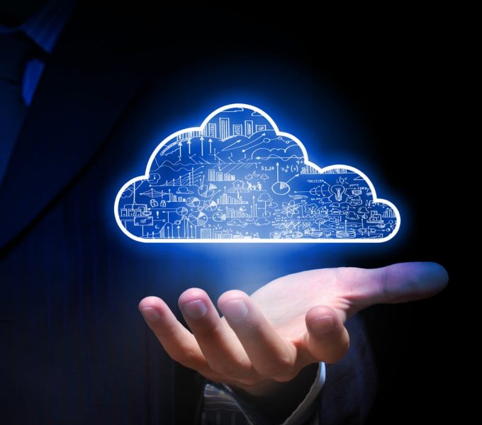 Cloud Computing Concept Icon Floating Above the Hands — Document Management in Australia